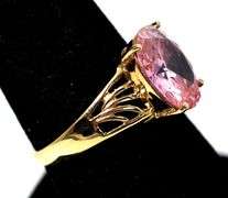 Lovely 10K Yellow Gold Pink Cubic Zirconia Gemstone Ring
