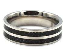 Chisel stainless steel polished with double row black carbon fiber Inlay band