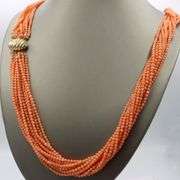 Coral beaded twisted necklace