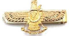 18kt Yellow gold Faravahar Symbol of Zoroastrianism Iranian Tie bar
