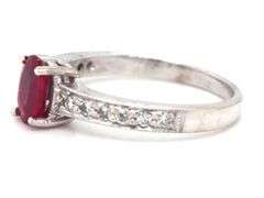 10kt White gold 0.60ct oval ruby and diamond ring