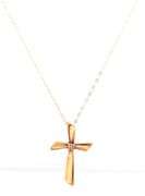 10kt Yellow gold diamond cross pendant on chain