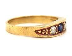 Sweet 18K Sapphire and Diamond Ring