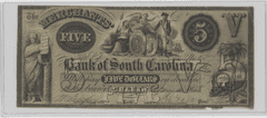 $5 Merchants Bank of South Carolina Obsolete Banknote – Civil War Era