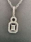CERTIFIED BRAND NEW 14K WHITE CHAIN WITH DIAMOND PENDANT