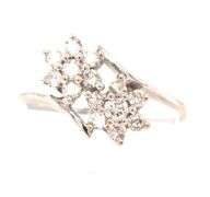 14kt White Gold Diamond Flower Bypass Ring