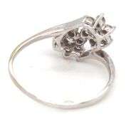 14kt White Gold Diamond Flower Bypass Ring