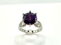 14 Kt, White Gold Plate 3.5 Ct Vs1 Russian Color Change Lab Simulated Alexandrite Ring