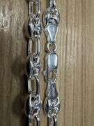 Italian 925 Sterling Silver 6mm Puffed Mariner Anchor Chain 22" Necklace