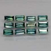 Heated only! 3.53ct blue green Sapphire set! It's baguette cut!