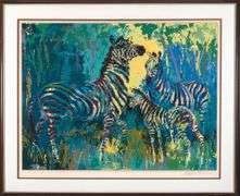 Limited Edition LeRoy Neiman Signed 'Zebra Family' Framed