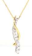 14kt Yellow gold diamond cross over bar pendant on chain