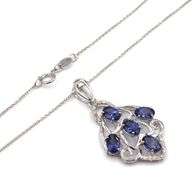 Charming 2.91CTW Oval Faceted Tanzanite and 0.15CTW Round faceted  Diamond Pendant Necklace