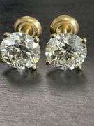 BRAND NEW 2.00 CARATS LAB GROWN DIAMOND STUDS. 14K YELLOW GOLD