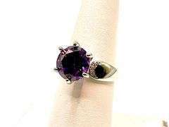 Stunning 14 Kt, White Gold Plate 3.5 Ct Vs1 Russian Color Change Lab Simulated Alexandrite Ring