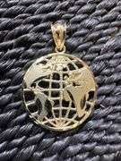 10k Yellow Gold Globe World Earth Pendant
