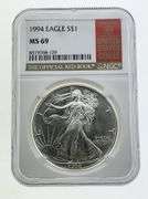 1994 American Silver Eagle, NGC MS69 "Red Book Label"
