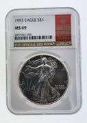 1993 American Silver Eagle, NGC MS69 "Red Book Label"