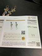 CERTIFIED 14K YELLOW GOLD DROP EARRINGS WITH MULTIPLE GEMSTONES