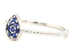 18kt White Gold Bony Levy Multi Blue Sapphire in Pear Shaped Ring