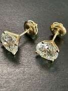 BRAND NEW 2.00 CARATS LAB GROWN DIAMOND STUDS. 14K YELLOW GOLD