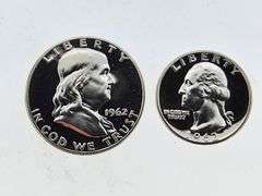1962 Proof Franklin Half Dollar & Washington Quarter