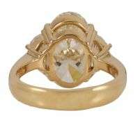 GIA certified 5.92ctw Oval and Half Moon Diamond Three Stone Engagement Ring in 18K