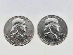 1955 & 1963-D Franklin Silver Half Dollars, UNC