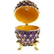 Purple Faberge-Style Egg Trinket Box