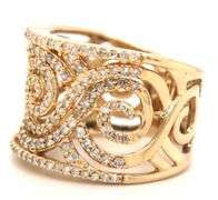 14kt Yellow gold 0.70ctw swirl diamond wide band