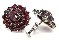 Antique Garnet cluster earrings in 925 sterling silver