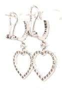 18kt White gold 1.18ctw diamond heart shaped dangle earrings