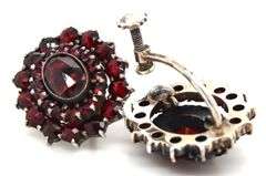 Antique Garnet cluster earrings in 925 sterling silver