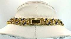 Dazzling 14 K Yellow Gold Plate Simulated Blue Tanzanite Chain Pendant Necklace