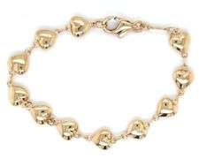 14kt Yellow gold puffed heart station link bracelet