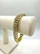 Yellow Gold Plated 3 Row Simulated Diamond Tennis Bracelet