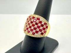 Yellow Gold Plate 5.75 Cttw CZ Ruby Ring