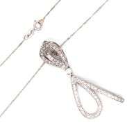 18kt White gold 1ctw pave diamond double knotted teardrop pendant on chain