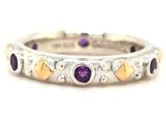 Gabriel & Co two tone bezel set amethyst stackable band