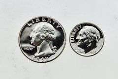 1962 Proof Quarter & Dime, 90% Silver