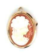14kt Yellow gold Cameo brooch pendant
