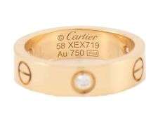 Cartier Classic 3 Diamonds Love Band Ring in 18K