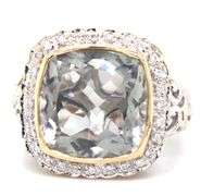 14kt White gold Pasiolite diamond halo scrollwork ring