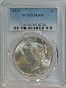 1923 Peace Silver Dollar $1 in PCGS Holder MS64 (Lustrous, Attractive Example)