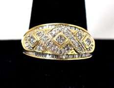 Sparkling 14K Yellow Gold Diamond Dome Ring