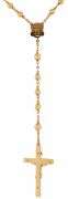 Polished Beaded Rosary Crucifix Virgin Mary Cross Pendant Necklace in 14K