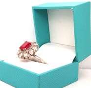 Exquisite 6.50CTS Emerald-Cut Ruby & 1.55CTW Diamond Adjustable Ring in Sterling Silver