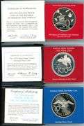 3 Different Large Silver World Coins from the 1970s in Box w/CoA