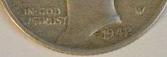 Very sharp 1942 over '1' Mercury Dime in AU