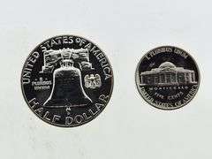 1962 Proof Franklin Half & Jefferson Nickel, 90% Silver Half